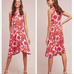ANTHROPOLOGIE | MAEVE Cleary Orange Floral Mock Neck Midi XS